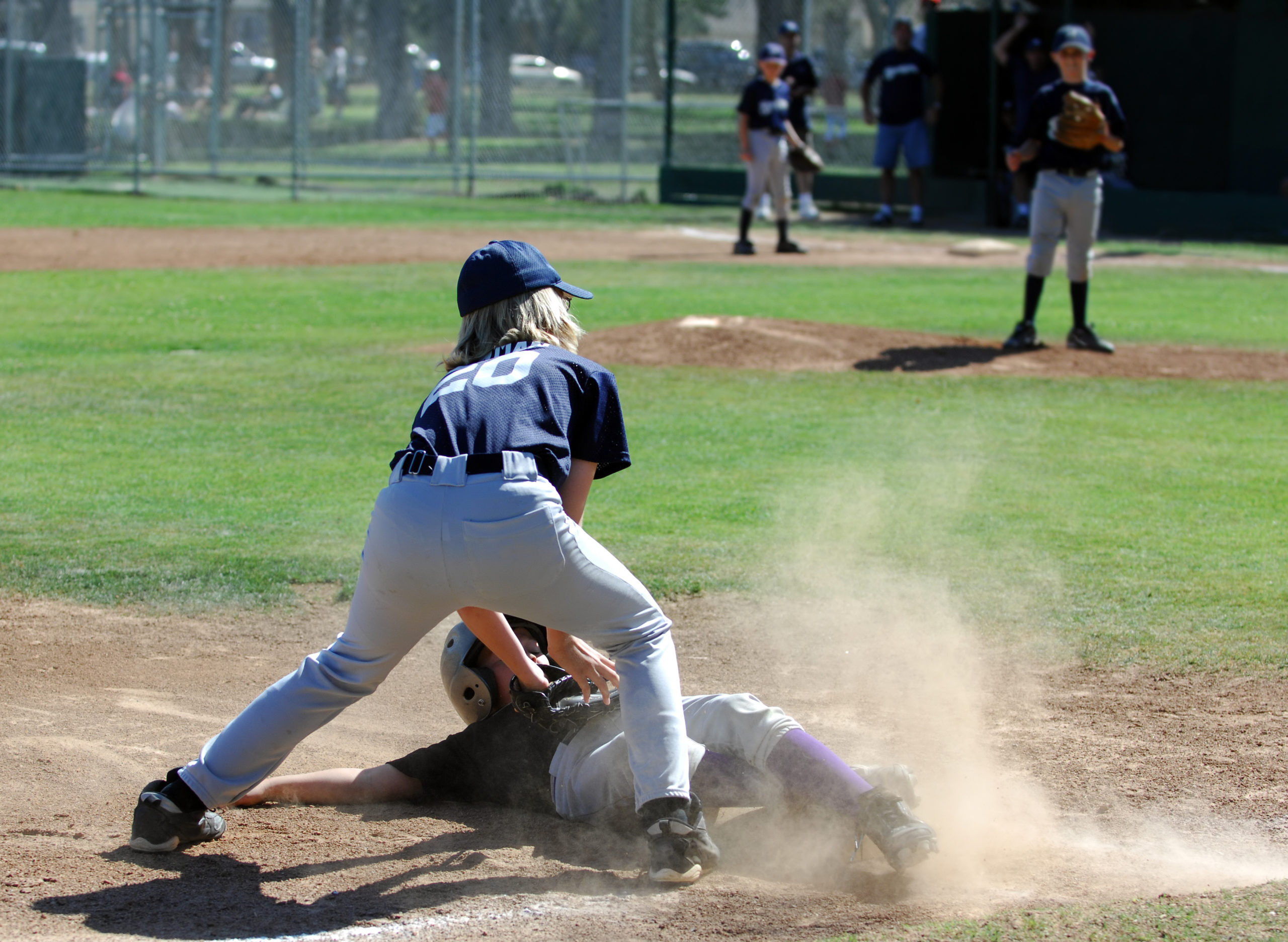 baseball - tag at third base Tag Made At 3rd Base in a Little League Game
