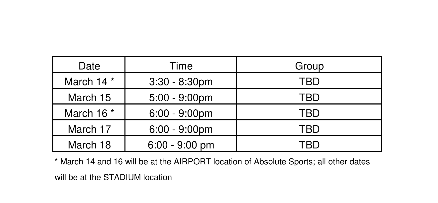 2026 eval dates and times